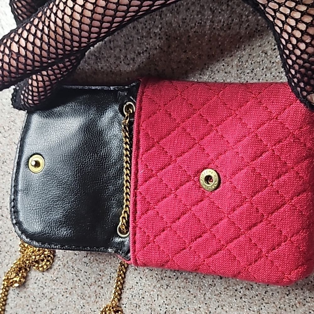Chanel Red Cloth Front Flap Micro Gold Chain Purse Bag - Picture 6 of 8